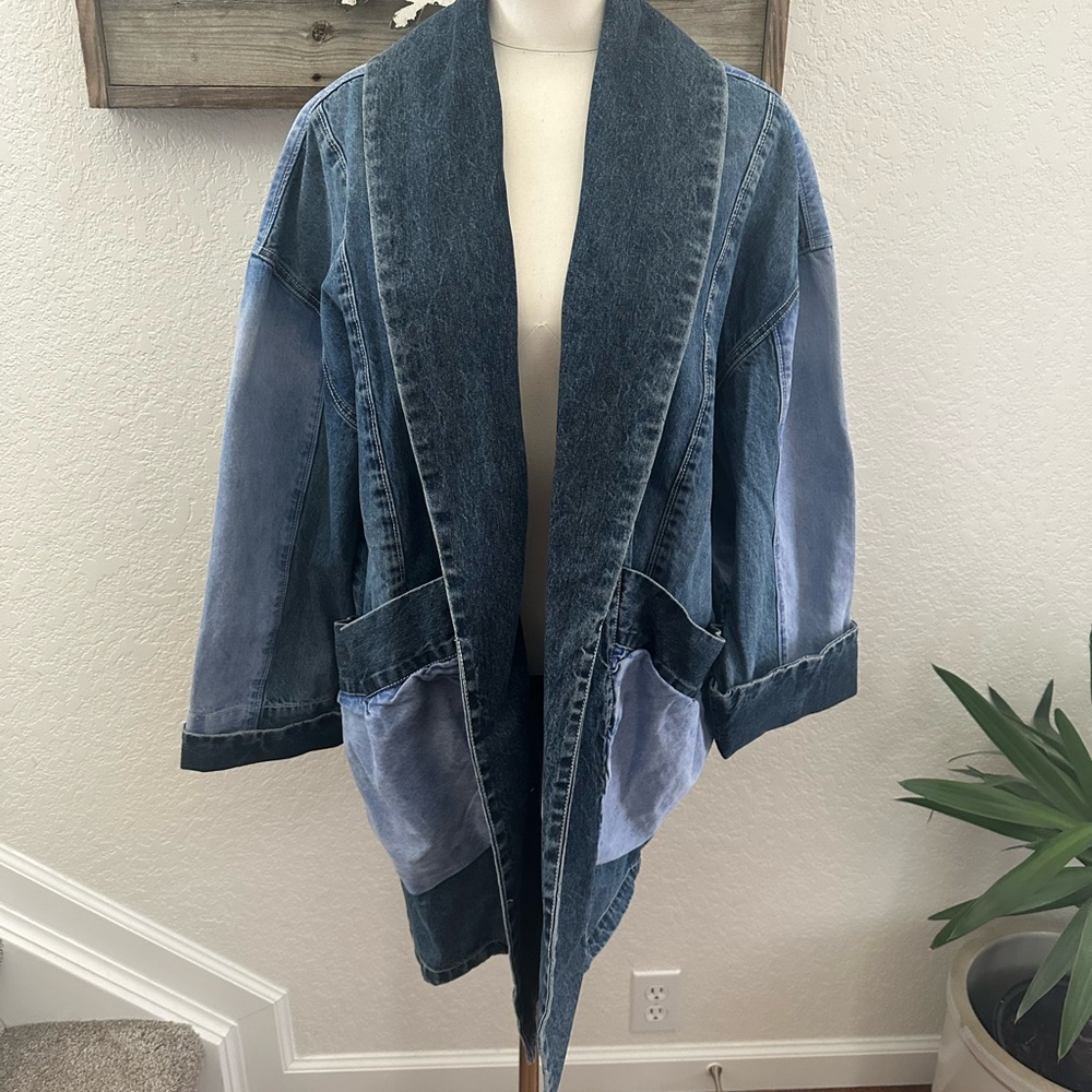 Anthropologie Pilcro Denim Open Front Jacket oversized ladies M‎
